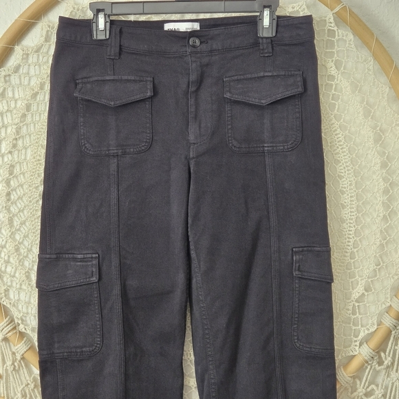 Aritzia TNA The Relay Cargo Pants Straight Leg Black Vintage Wash Size 10 - Picture 6 of 11